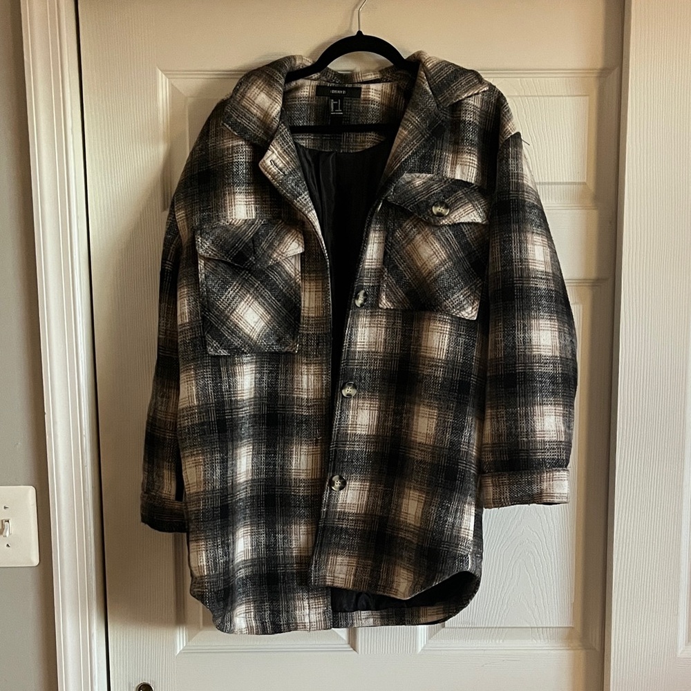 Forever 21 Plaid Black and Tan Trenchcoat Evermore Taylor Swift